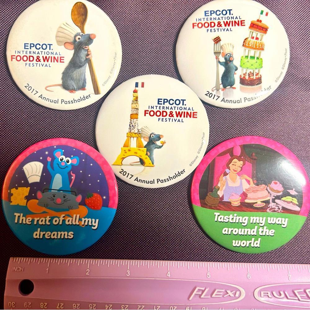 Disney Parks Epcot Food and Wine festival button set of 5